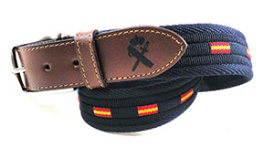 cinturon guardia civil lona piel azul marino
