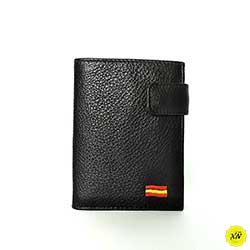billetera piel hombre con broche y monedero bordado