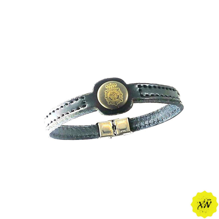 pulsera con escudo de la Policía Nacional de piel