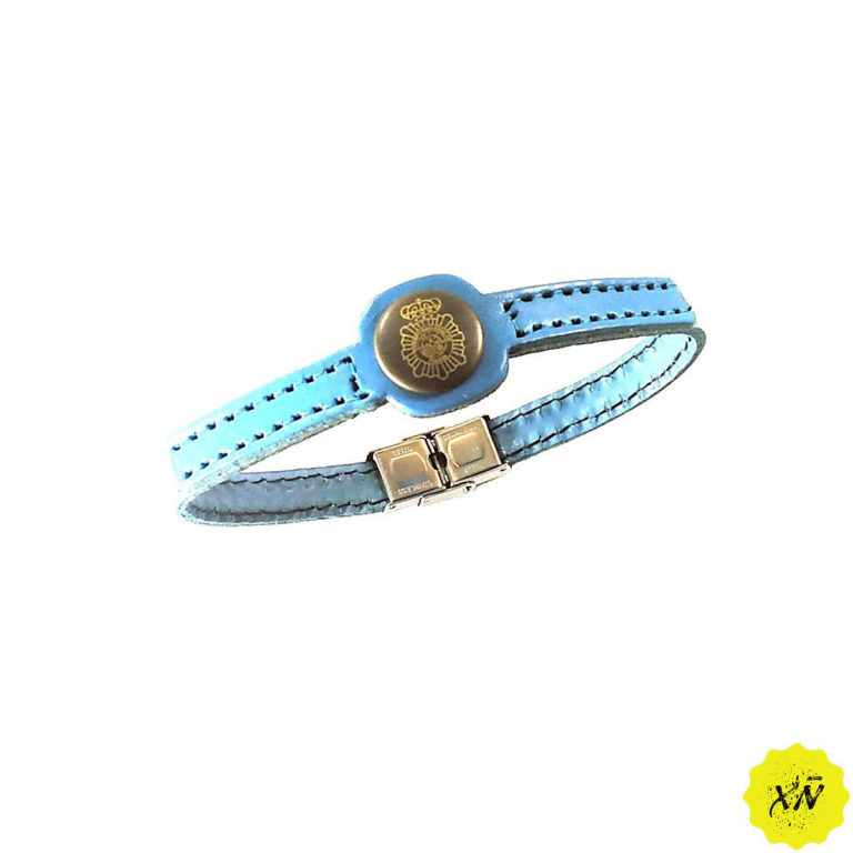 pulsera con escudo de la Policía Nacional de piel